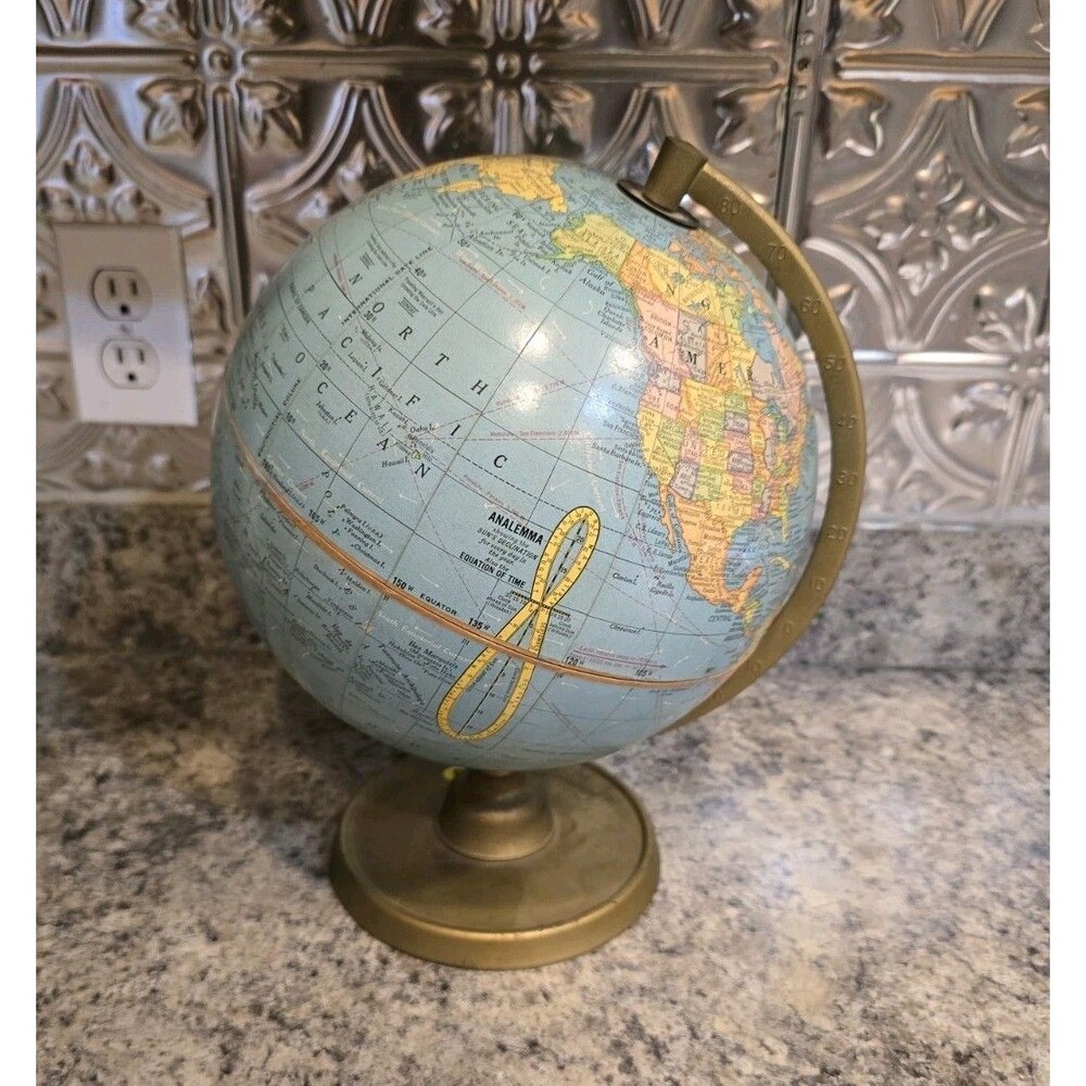 Vintage 9-inch Terrestrial Globe Made By George F. Cram Company 70s 80s C766